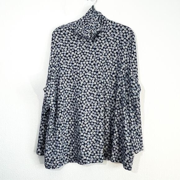 Lands End Turtleneck Womens 3X Snowflake Cotton Stretch Shimmer Winter Relaxed - Picture 1 of 6